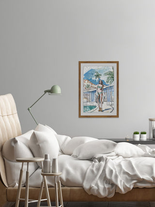 "Breezy Pool" Framed Painting Print, 20"x30"