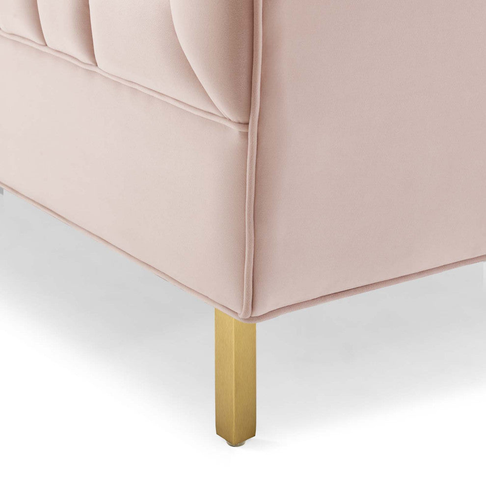 Tufted Loveseat Sofa, Velvet, Pink, Modern, Living Lounge Hotel Hospitality