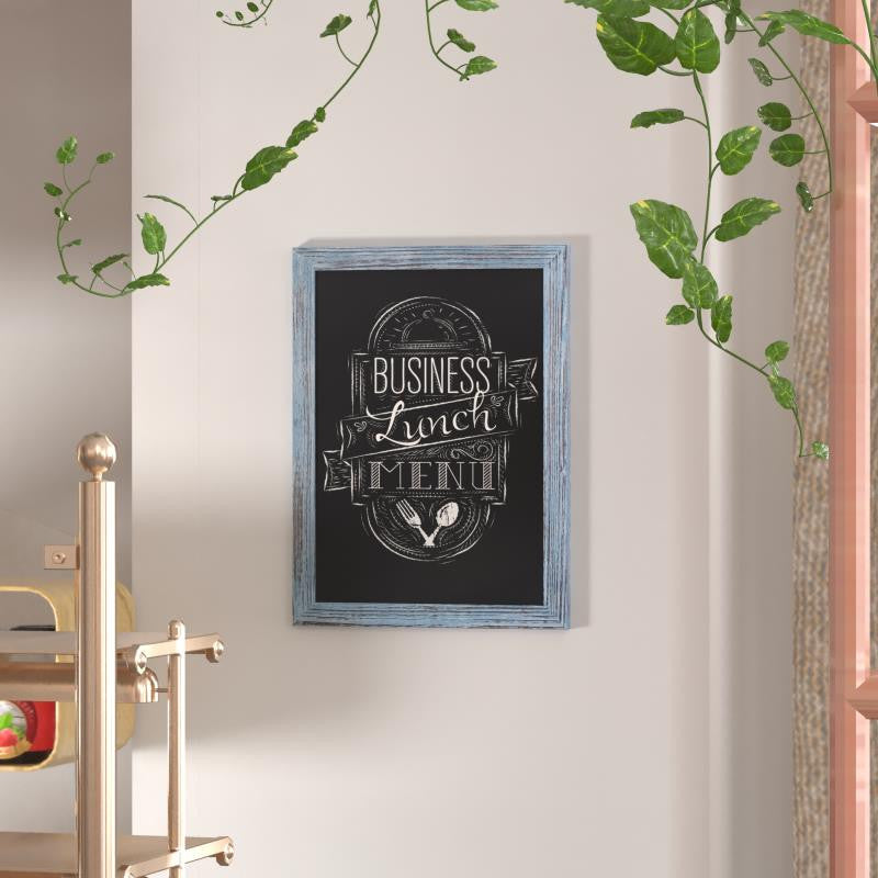 Canterbury Wall Mount Magnetic Chalkboard Sign Set- 18" x 24", Rustic Blue, 18" X 24"