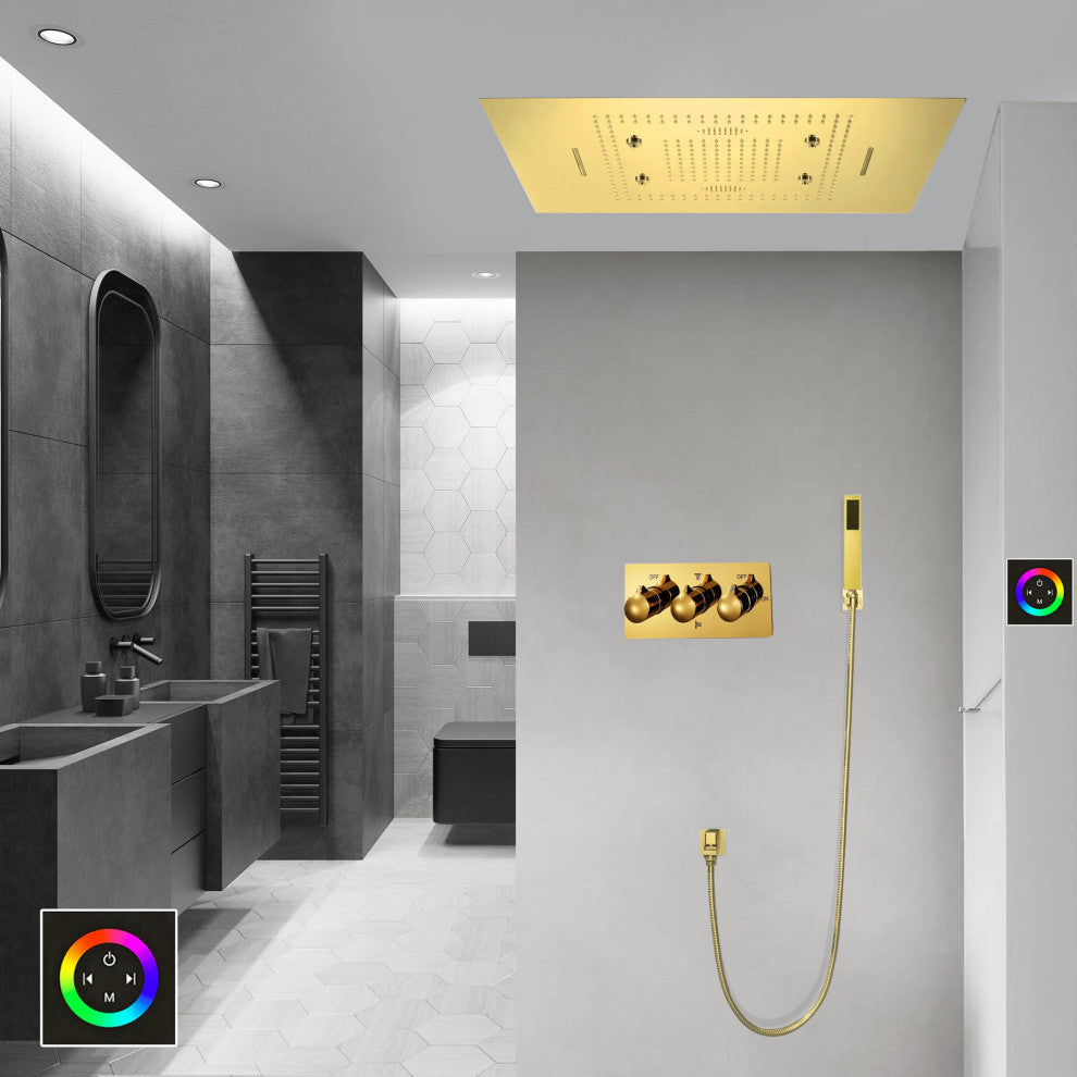 LED Mist Hot and Cold Shower System With Square Hand Shower, Touch Panel