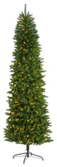 8ï¿½ Slim Green Mountain Pine Artificial Christmas Tree / 400 Clear LED Lights