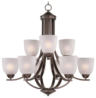 Maxim Axis Nine Light Oil Rubbed Bronze Frosted Glass Up Chandelier