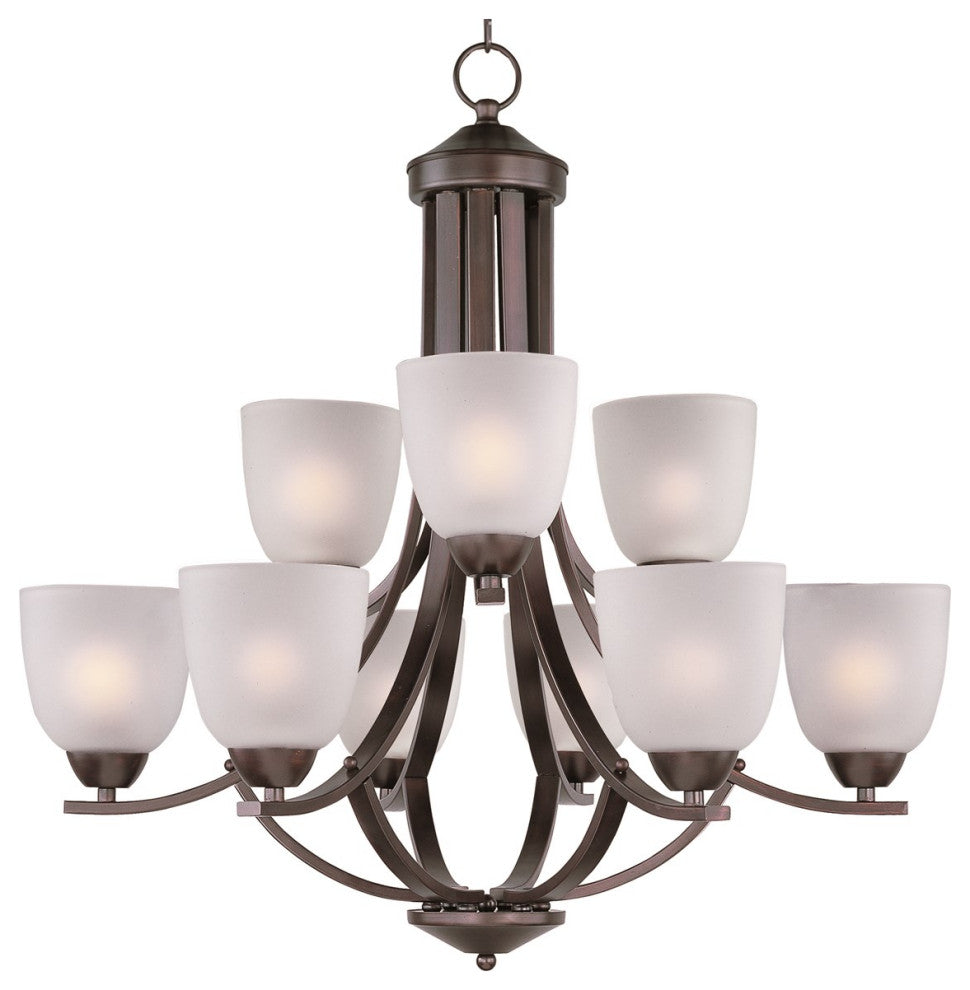 Maxim Axis Nine Light Oil Rubbed Bronze Frosted Glass Up Chandelier