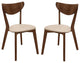 Set of 2 Dining Side Chairs, Beige and Chesnut