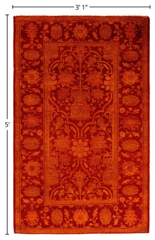 Overdyed, One-of-a-Kind Hand-Knotted Area Rug Orange, 3'1"x5'0"