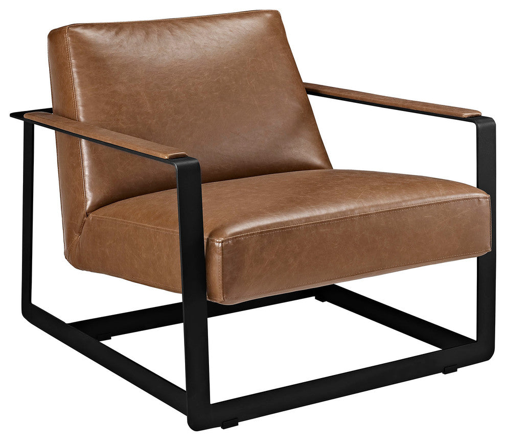 Modern Brown Seg Upholstered Vinyl Accent Chair