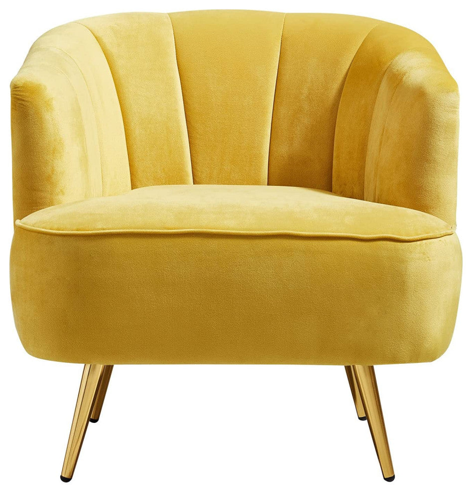 Yellow, Velvet Accent Chairs, Arms Upholstered Velvet Side Chairs