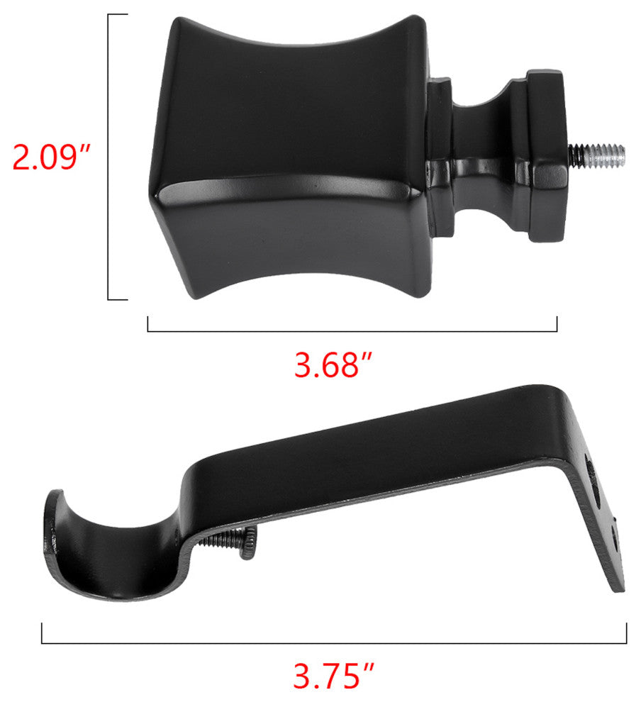 UTOPIA ALLEY 3/4 Inch Curtain Rod - Curtain Rods For Windows, Black, 28"-48"