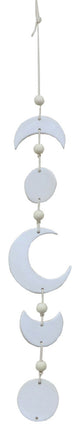 28" Beaded Ceramic Moon Phased Wind Charm
