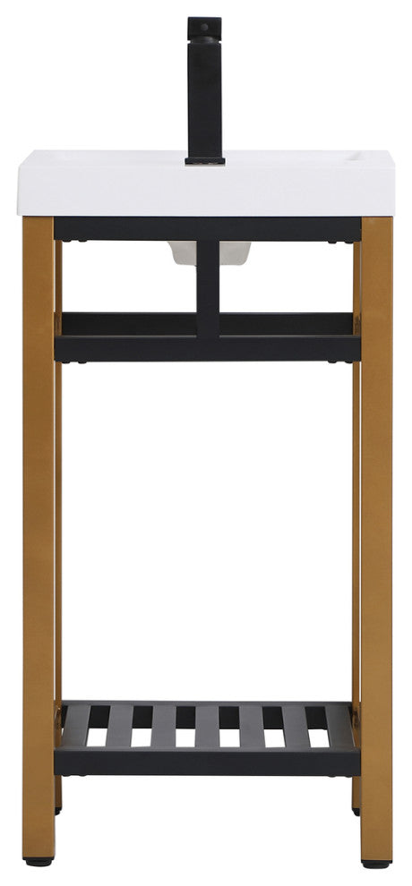 Home Living Single Bathroom Metal Vanity, Golden Black, 18"