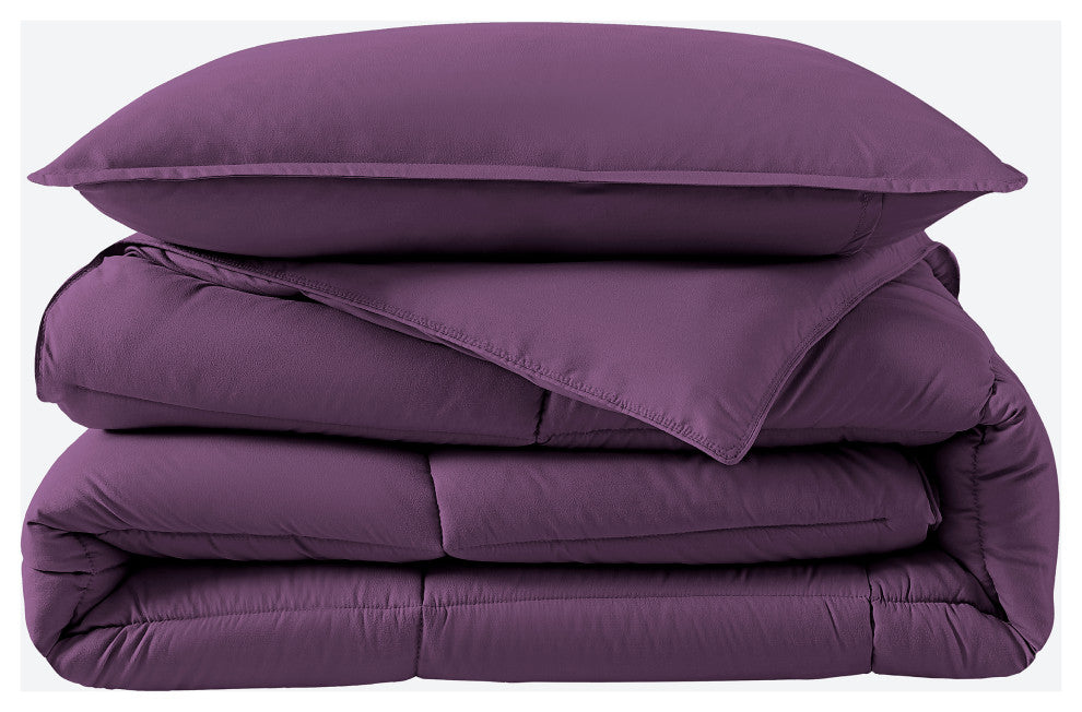 Bare Home Down Alternative Comforter Set, Plum, Twin/Twin Xl
