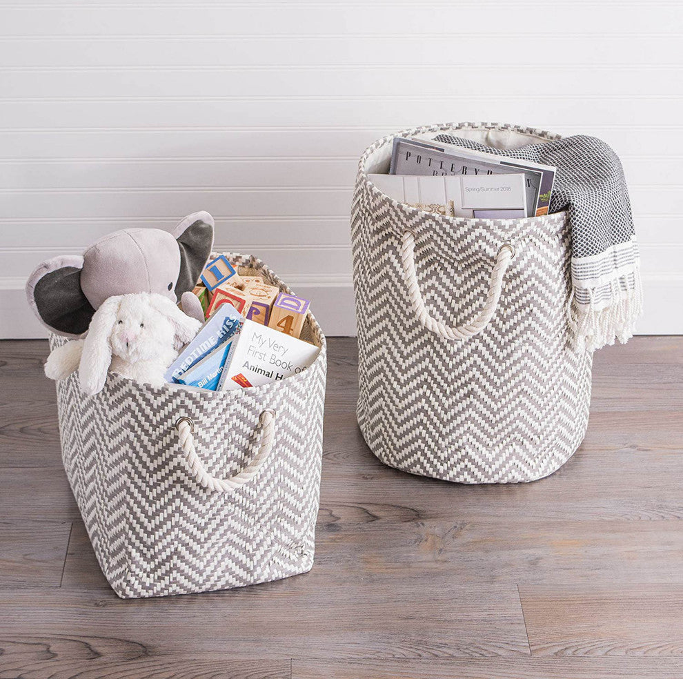 Paper Bin Chevron Gray Rectangle Large 17"x12"x12"