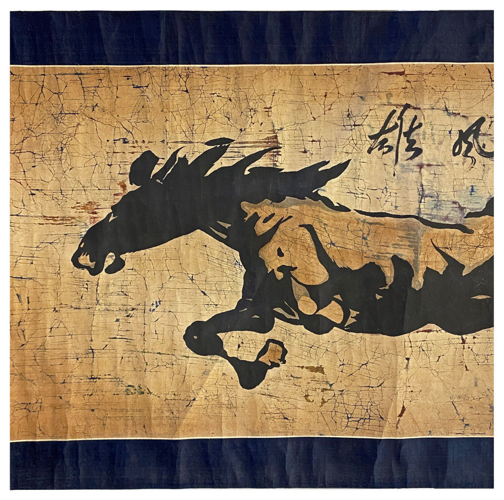 Chinese Horizontal Ink Brush Horse Scroll Painting Wall Art Hws1991