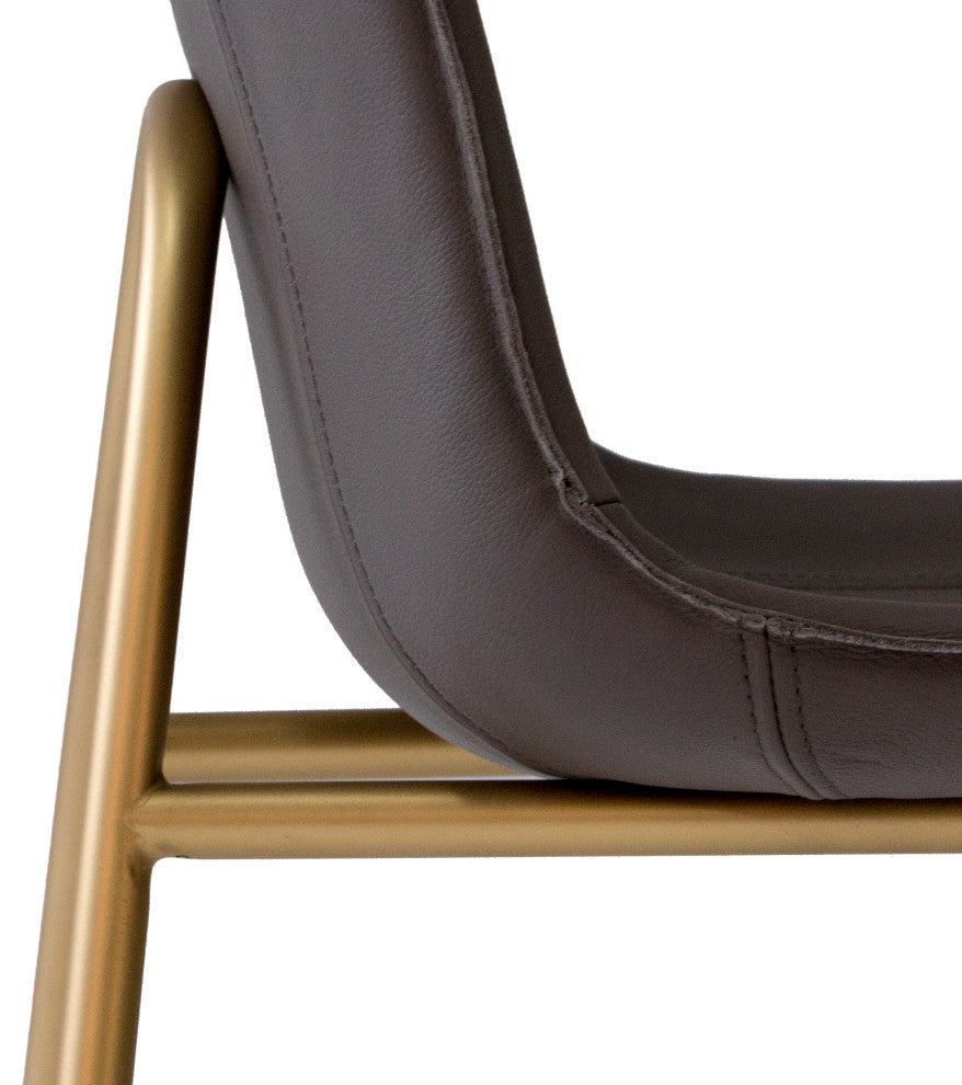 May Side Chair, Cream Ventura Leather, Brass Powder Coat