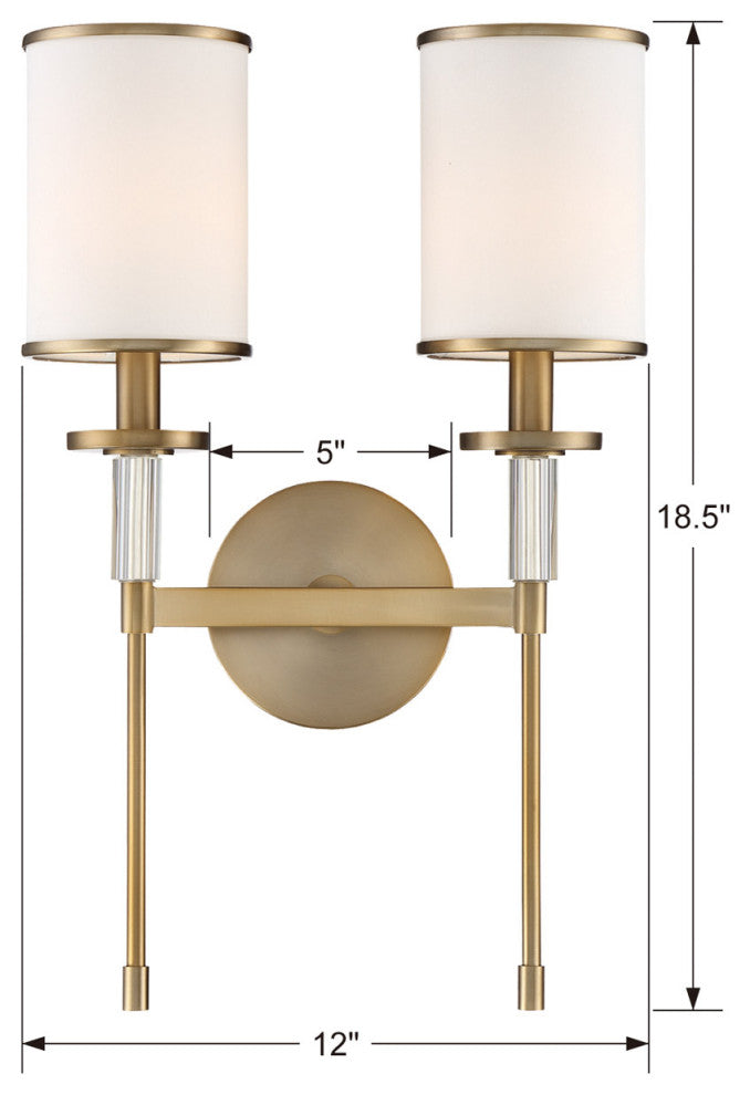 Crystorama HAT-472-VG, 2-Light Wall Mount, Vibrant Gold