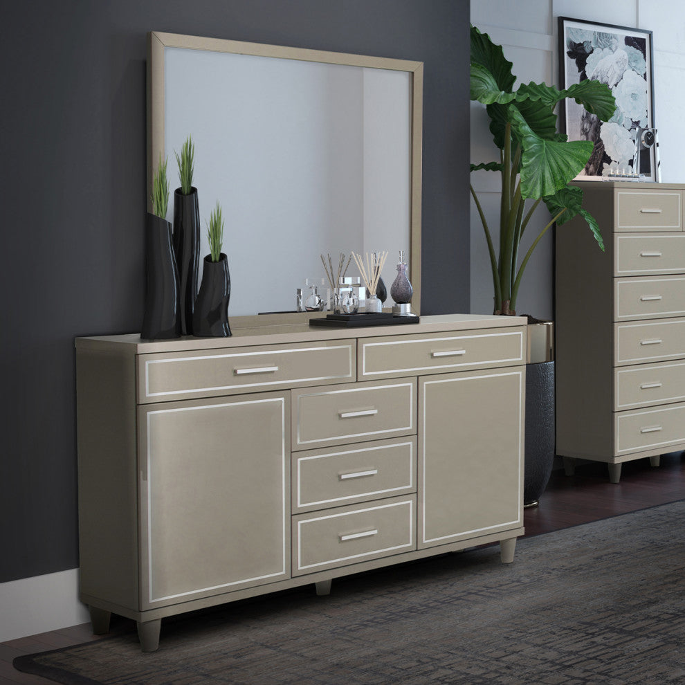 Urban Place Dresser With Mirror, Dove Gray