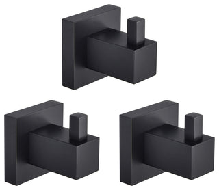 Cube Bathroom Towel & Robe Hook 3 Count, Matte Black