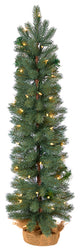 3' Green Pine Faux Christmas Tree With 50 Warm White Lights Set, a Burlap Base