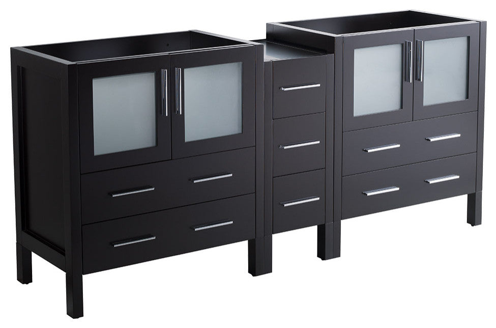 Torino 83"-84" Double Bathroom Cabinet, Espresso, Without Top and Sinks
