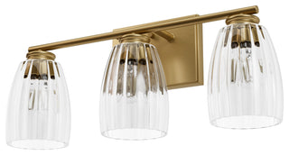 Rossmoor Luxe Gold With Clear Glass 3 Light Bathroom Vanity Wall Light Fixture