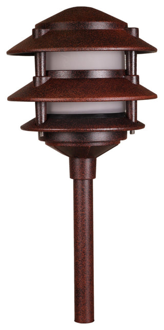 LED Low Voltage 3 Tier Pagoda Landscape Lights- Set of 4 Rust, Rust