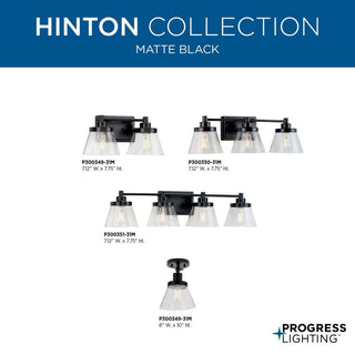 Hinton 1-Light Seeded Glass Industrial Flush Mount Ceiling Light, Matte Black