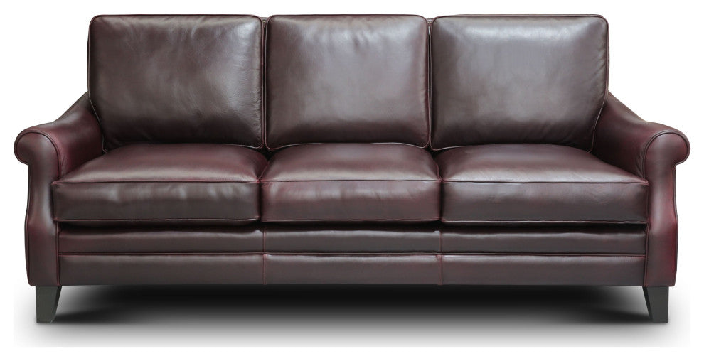 Adriana 100% Top Grain Leather Traditional Sofa