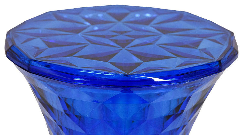 LeisureMod Modern Plastic Clio Side Table, Transparent Blue