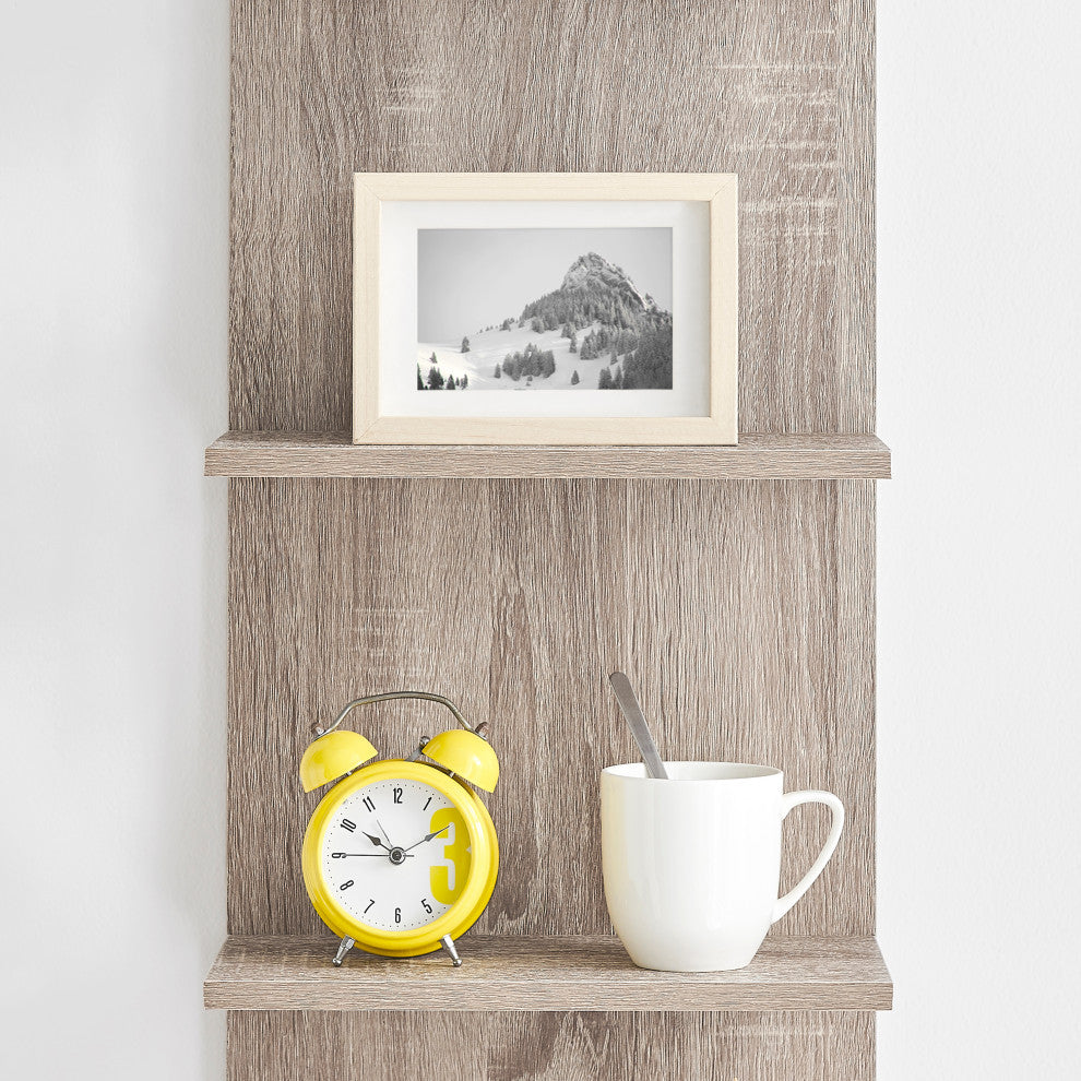 Danya B. Tiered Wide Column Wall Shelf, Weathered Oak
