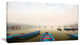 Moving Boats in Mountain Lake, Boat Canvas Art Print, 32"x16"