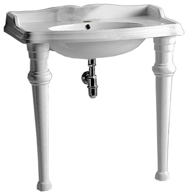 Isabella Collection Rectangular Console With Integrated Oval Bowl