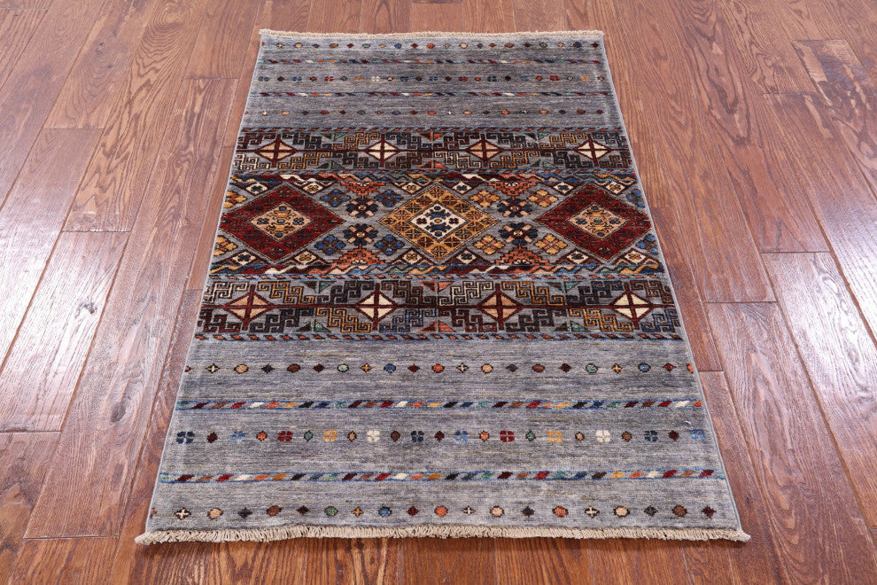 2' 8" X 4' 1" Handmade Khorjin Super Kazak Wool Rug - Q12338