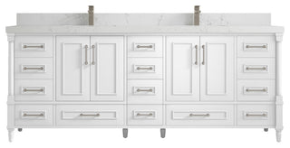 Aberdeen 84 Double Sink Bath Vanity in White 2" Empira Quartz