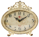 Distressed Pewter Mantel Clock, Pink, Cream