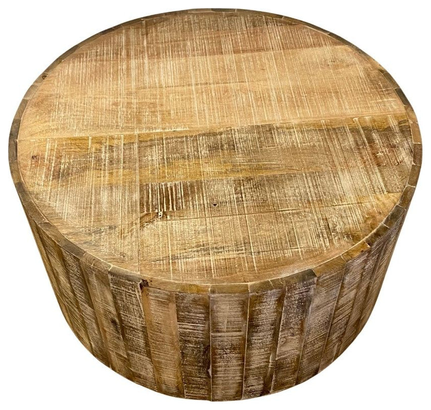 34" Rustic Natural Wooden Stump Coffee Table