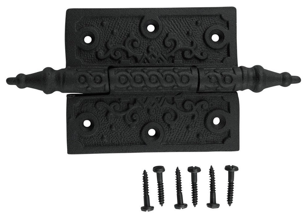 6 Pcs Black Butt Hinge Steeple Tip Wrought Iron 3" W Renovators Supply