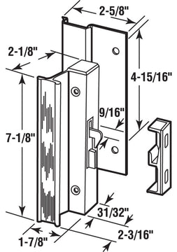 High Profile Sliding Door Handle Set, Aluminum, Black, 1 Set