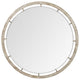 54" Brown Round Wood And Metal Framed Accent Mirror