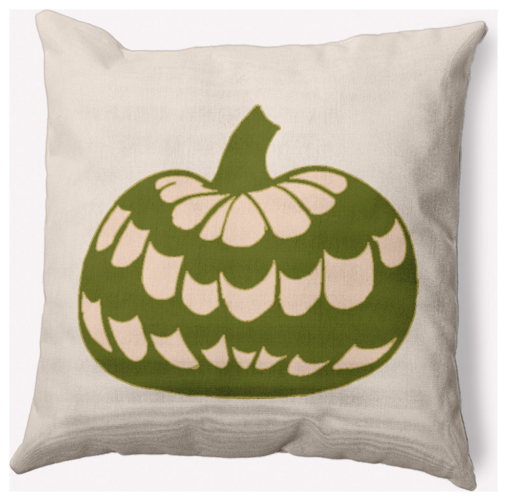 18" x 18" Pumpkin Perfection Indoor/Outdoor Polyester Throw Pillow, Olive