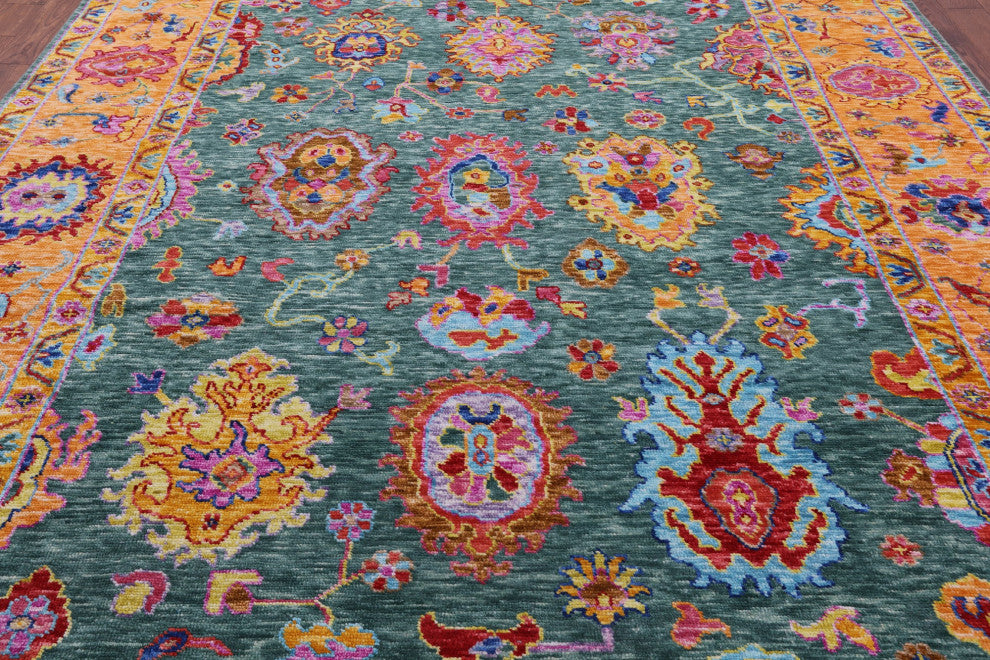 9' 5" X 12' 1" Turkish Oushak Hand Knotted Wool Rug - Q14857