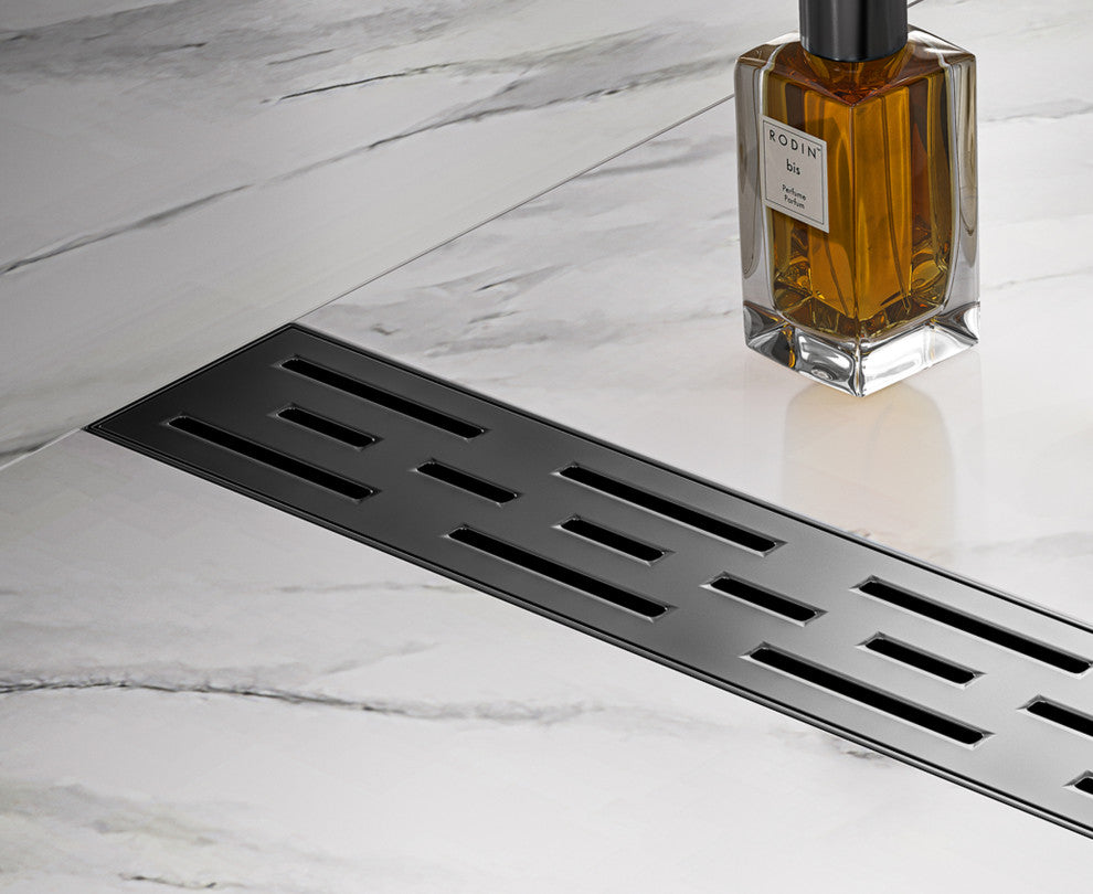 Linear Floor Drain with Removable Decorative Cover UPC certified, Matt Black, 36"
