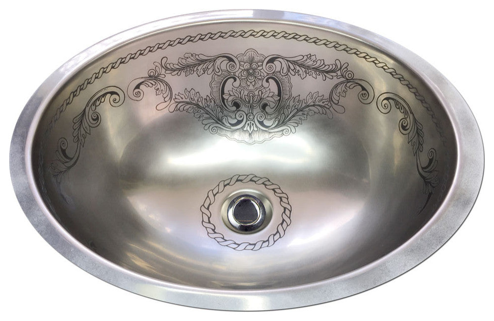 Hand Painted Sink "Platinum Legacy " Small Monaco Undermount Sink