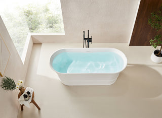 Vanity Art 67" x 32" Freestanding Soaking Stone Resin Bathtub