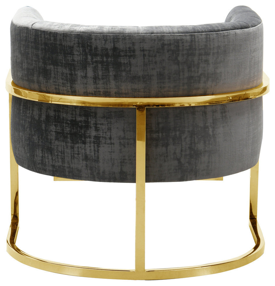 TOV Furniture Magnolia  Slub Grey Chair with Gold Base