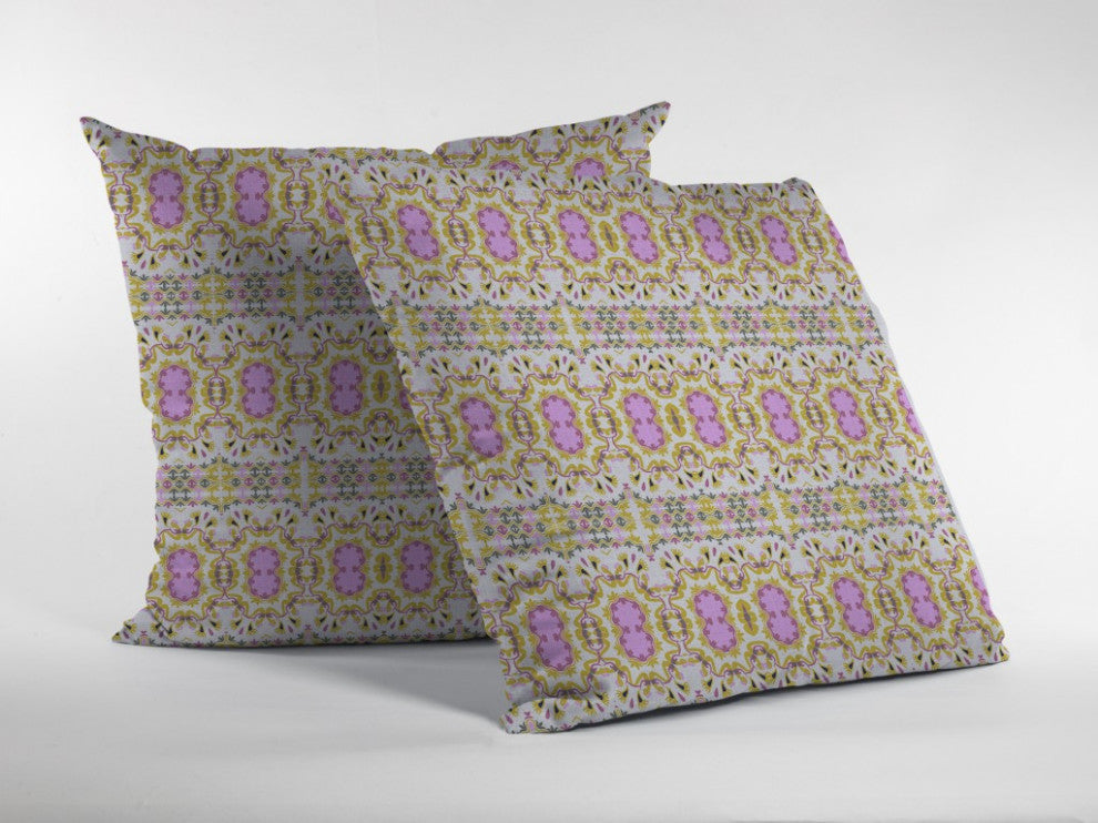 18 Yellow Lavender Geofloral Suede Throw Pillow