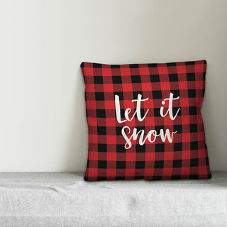 Let It Snow, Buffalo Check Plaid 18x18 Throw Pillow