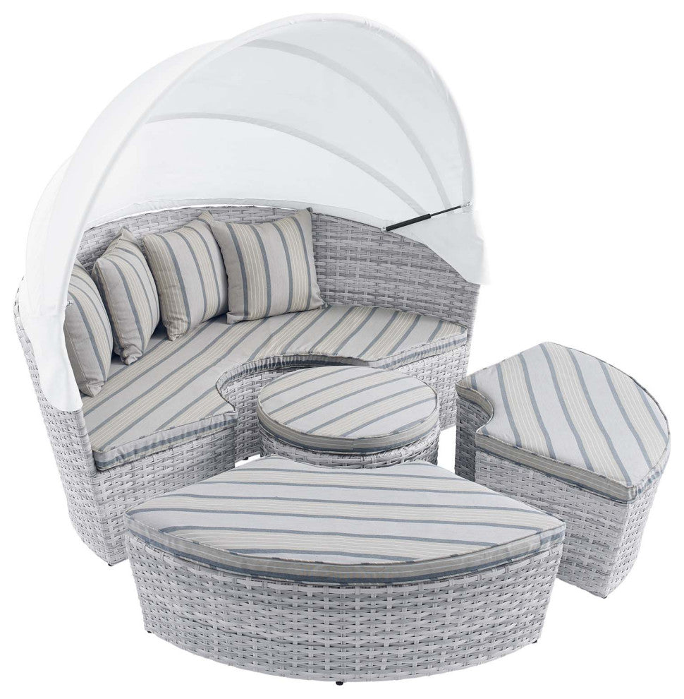 Scottsdale Canopy Sunbrella Outdoor Patio Daybed, Light Gray Pebble