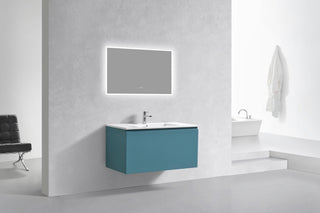 Balli 40'' Wall Mount Modern Bathroom Vanity, Teal Green