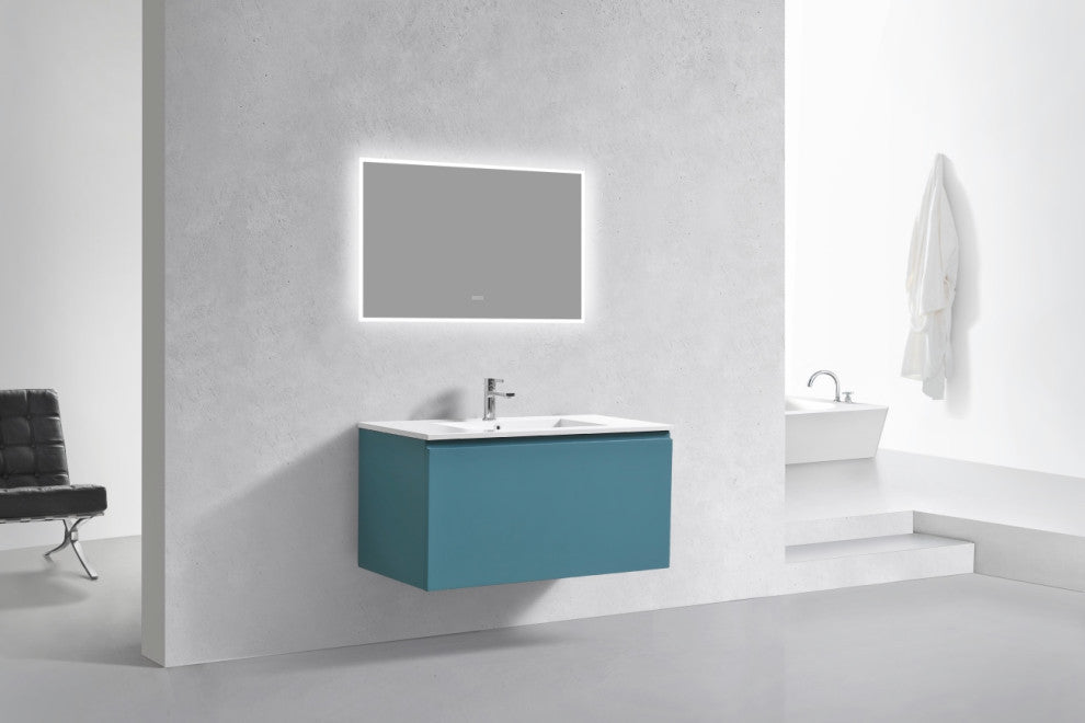 Balli 40'' Wall Mount Modern Bathroom Vanity, Teal Green