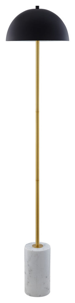 Inspired Home Kenadie Floor Lamp, Marble Stone Base, Black
